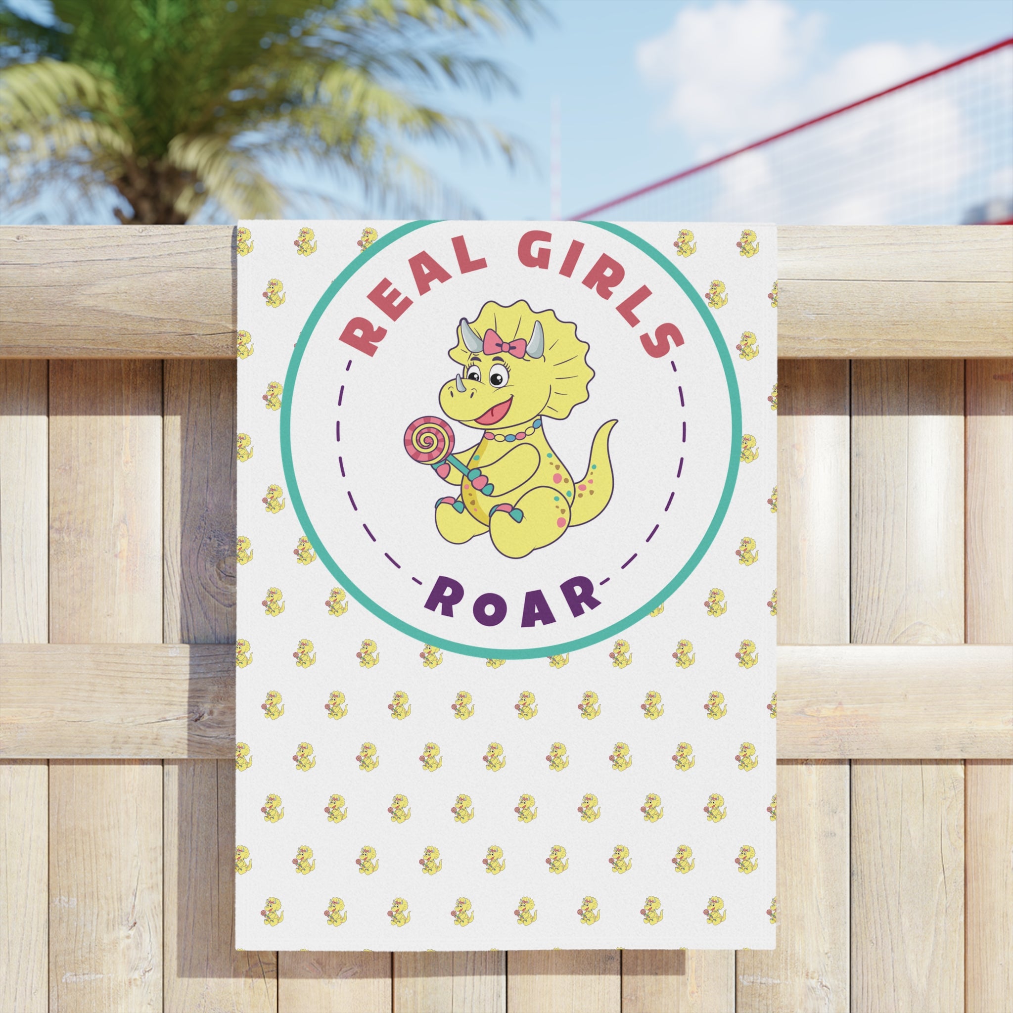 Tyra the Triceratops Beach Towel